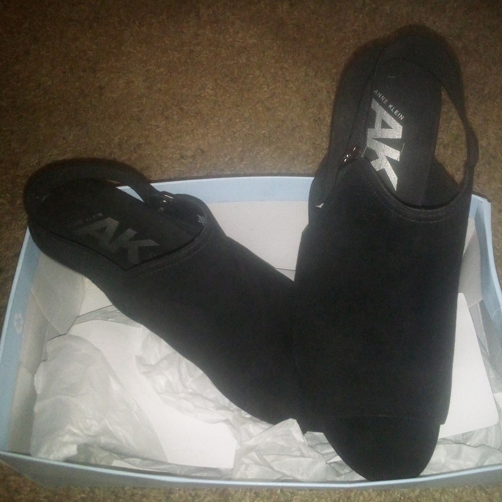 Anne Klein Women's Black Slingback Wedge Shoe